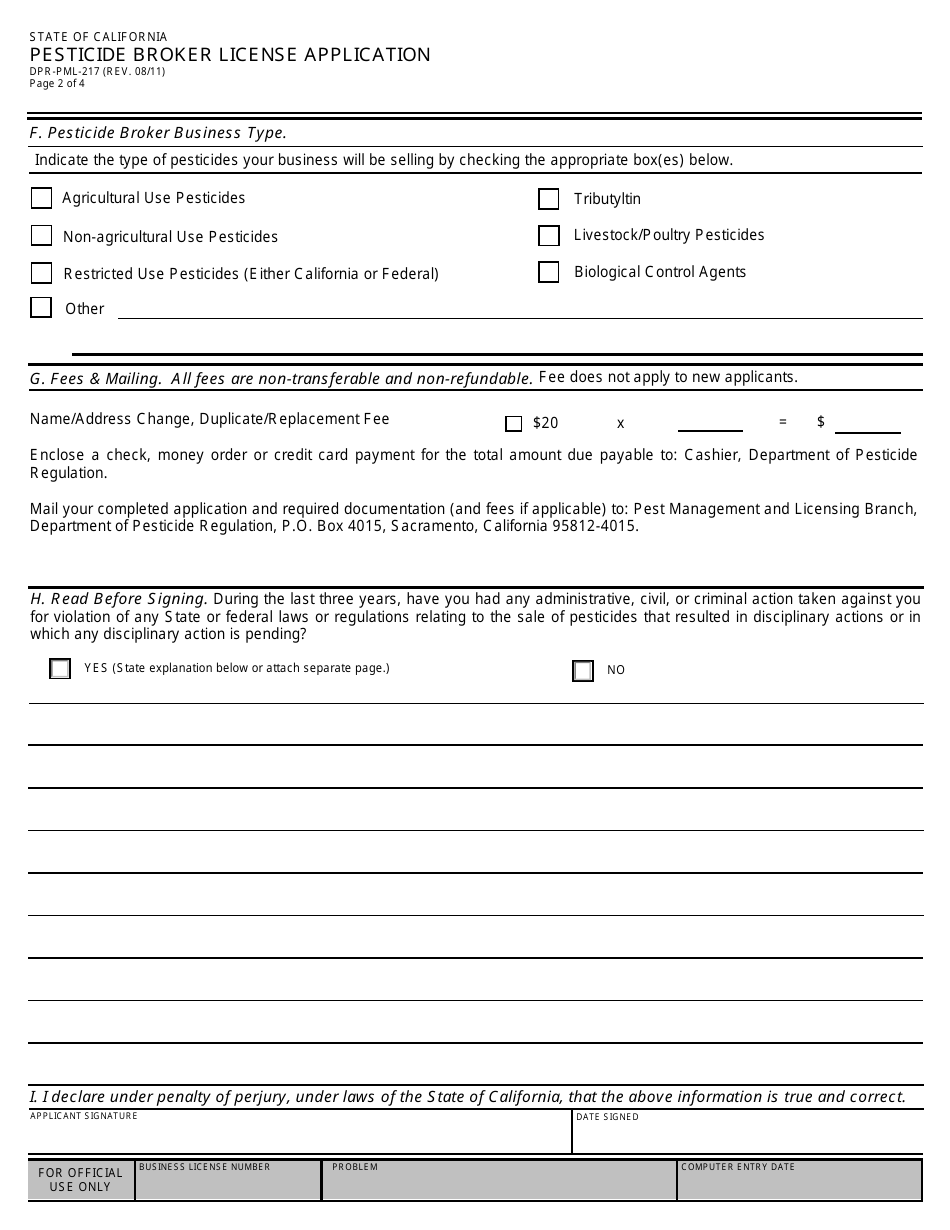 Pesticide Broker License Packet - California, Page 6
