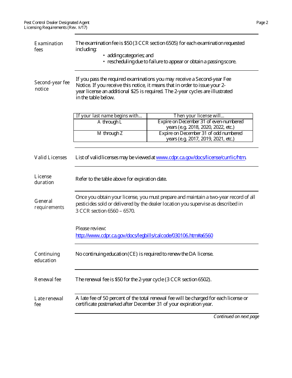 Pest Control Dealer Designated Agent License Packet - California, Page 3