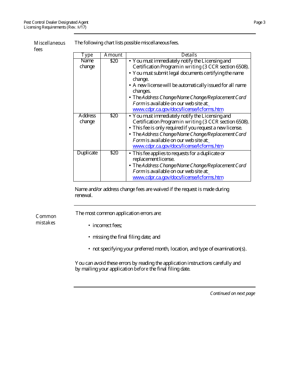 Pest Control Dealer Designated Agent License Packet - California, Page 4