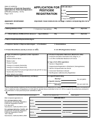 Document preview: Form DPR-REG-030 Application for Pesticide Registration - California