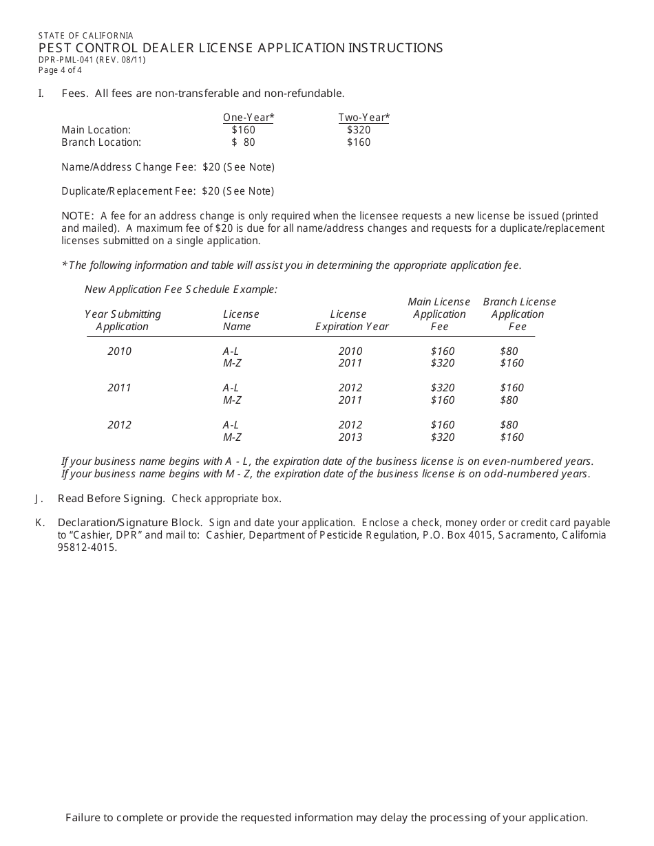 Pest Control Dealer Business License Packet - California, Page 10