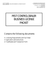 Document preview: Pest Control Dealer Business License Packet - California