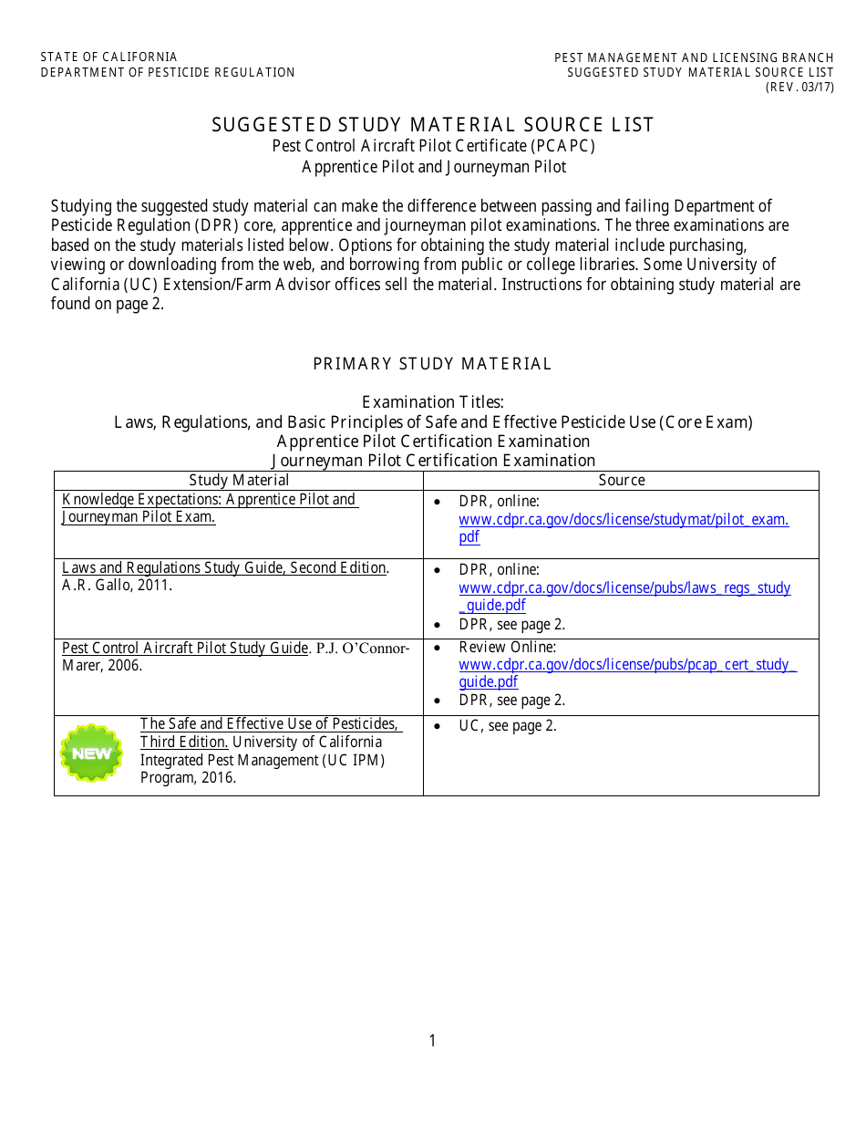 Aircraft Pilot Pest Control Certificate Packet - California, Page 11