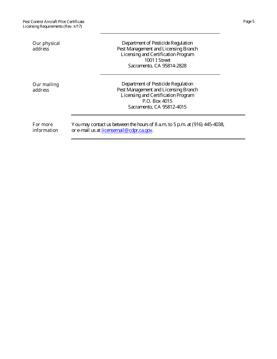 Aircraft Pilot Pest Control Certificate Packet - California, Page 6