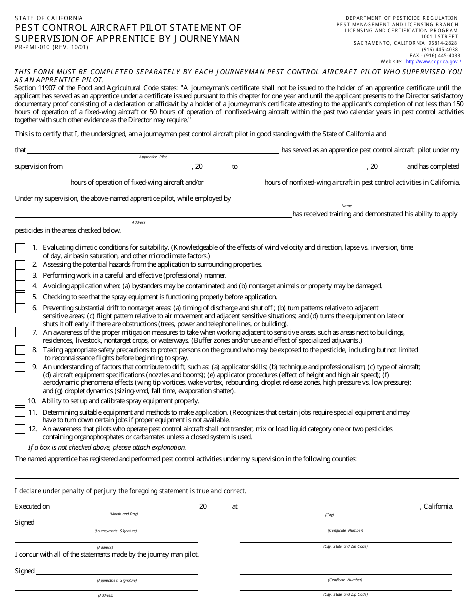 Aircraft Pilot Pest Control Certificate Packet - California, Page 9