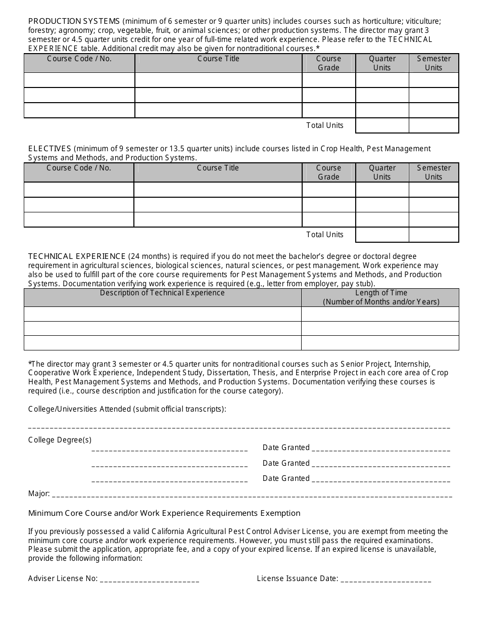Agricultural Pest Control Adviser License Packet - California, Page 10