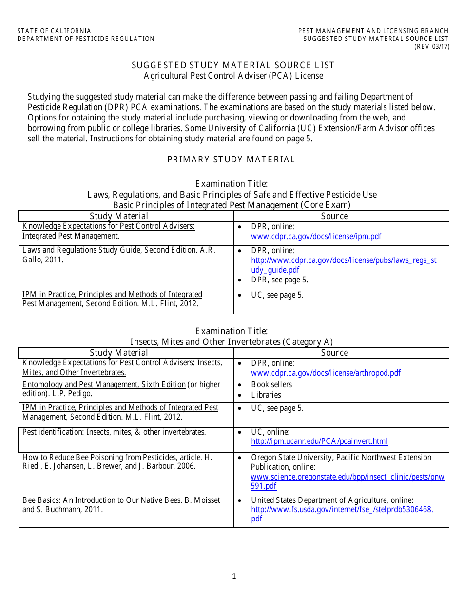 Agricultural Pest Control Adviser License Packet - California, Page 15
