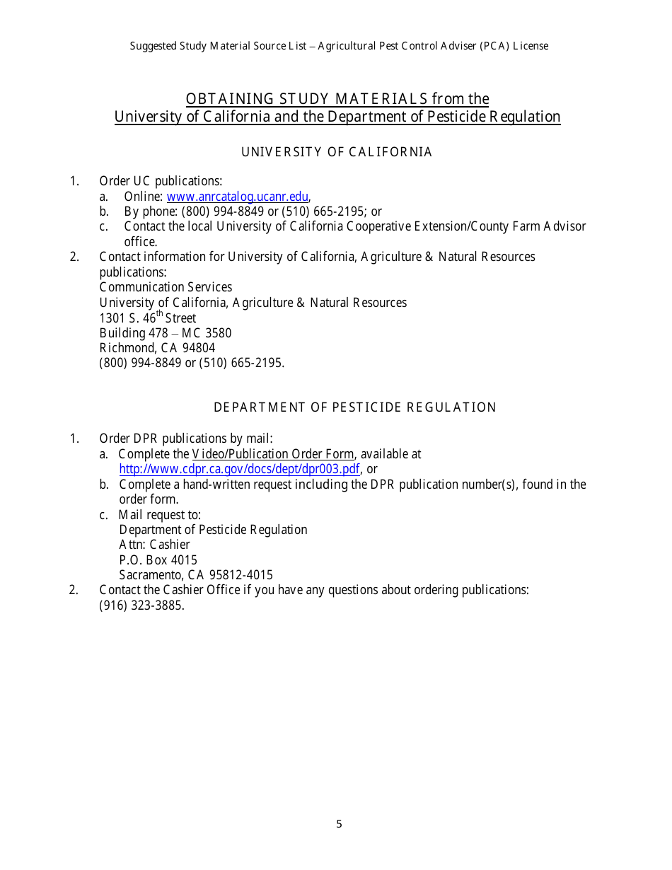 Agricultural Pest Control Adviser License Packet - California, Page 19