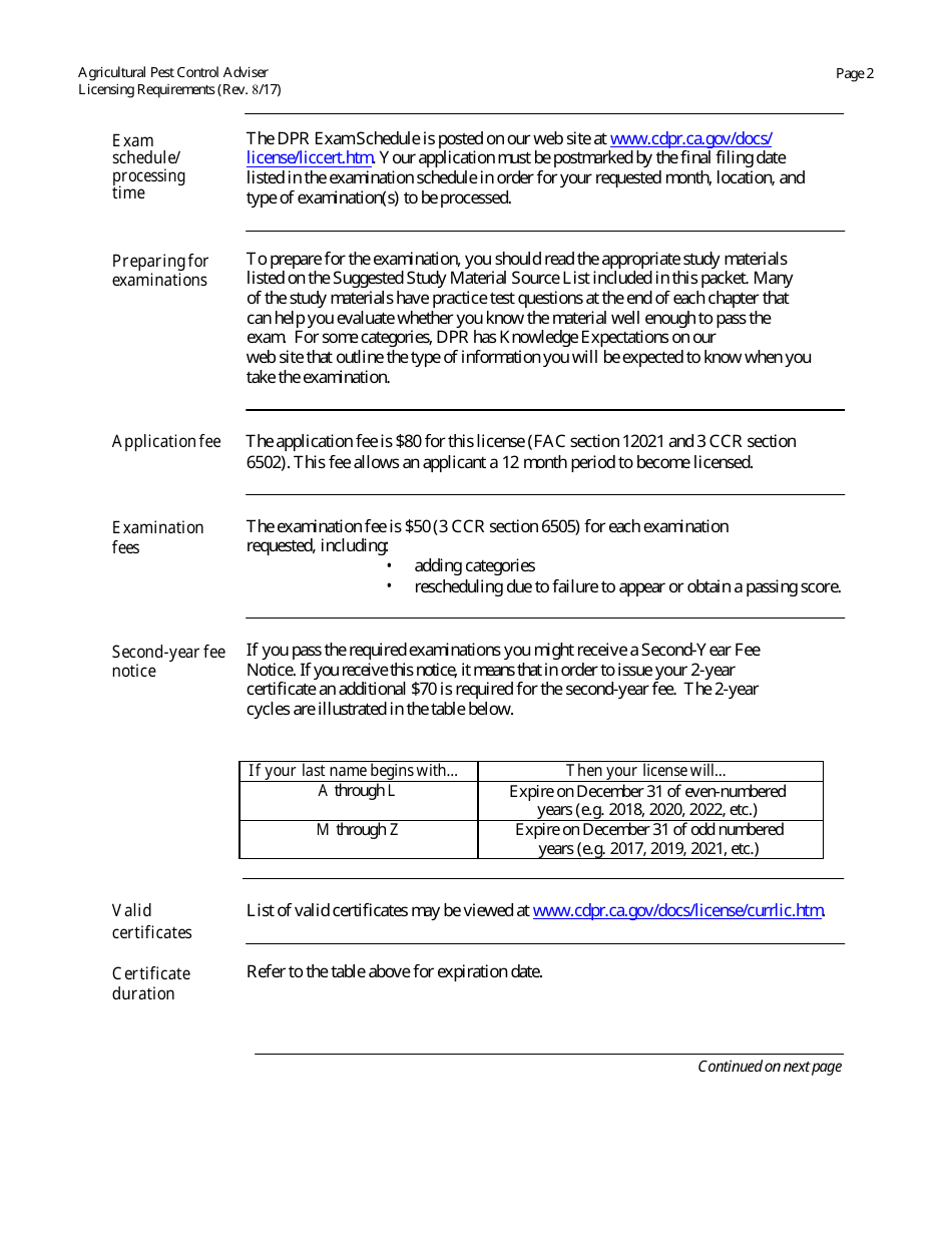 Agricultural Pest Control Adviser License Packet - California, Page 3