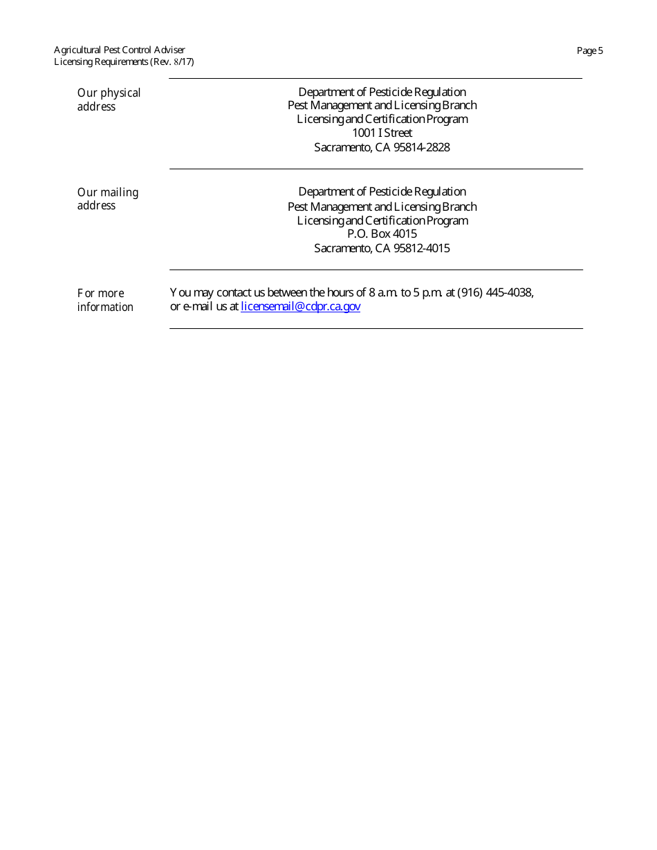 Agricultural Pest Control Adviser License Packet - California, Page 6
