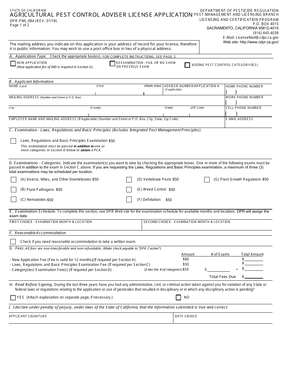 Agricultural Pest Control Adviser License Packet - California, Page 7