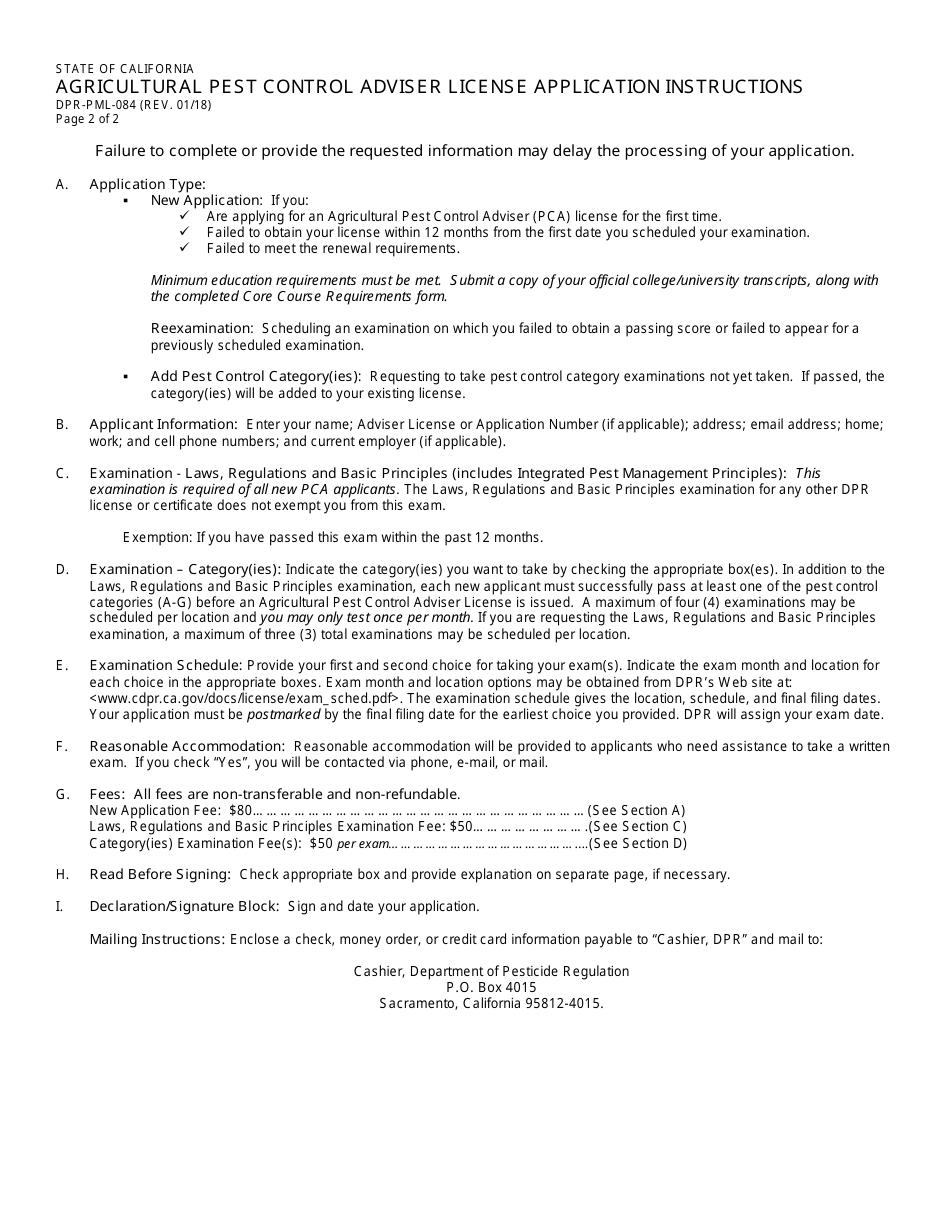 Agricultural Pest Control Adviser License Packet - California, Page 8