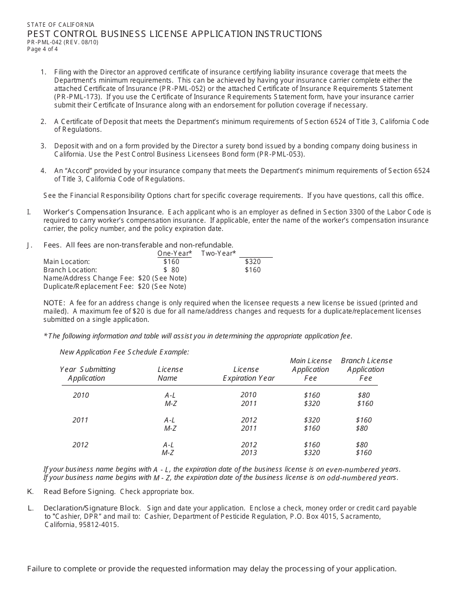 California Pest Control Business License Packet Fill Out, Sign Online