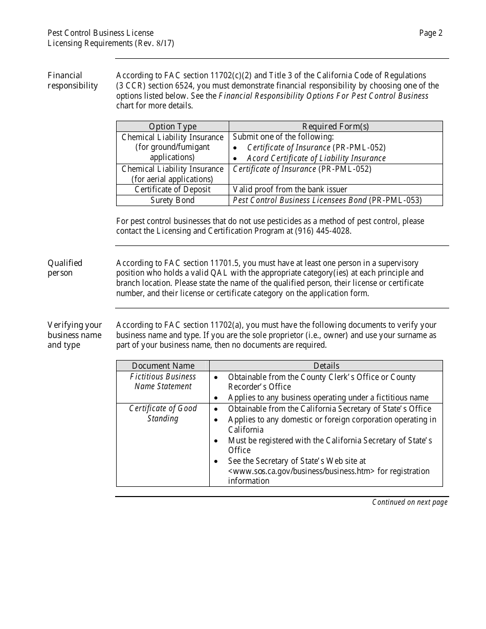 Pest Control Business License Packet - California, Page 3