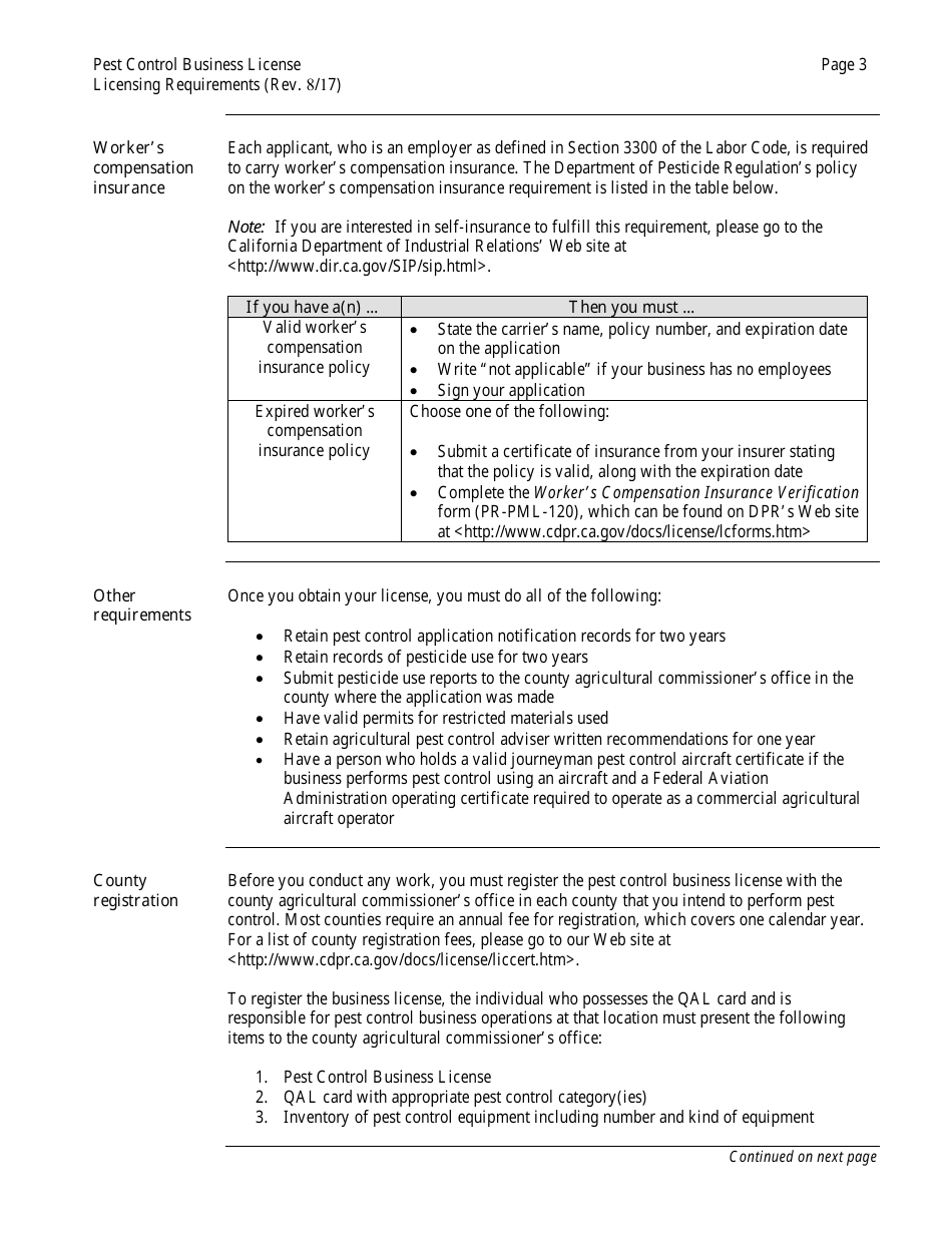 Pest Control Business License Packet - California, Page 4