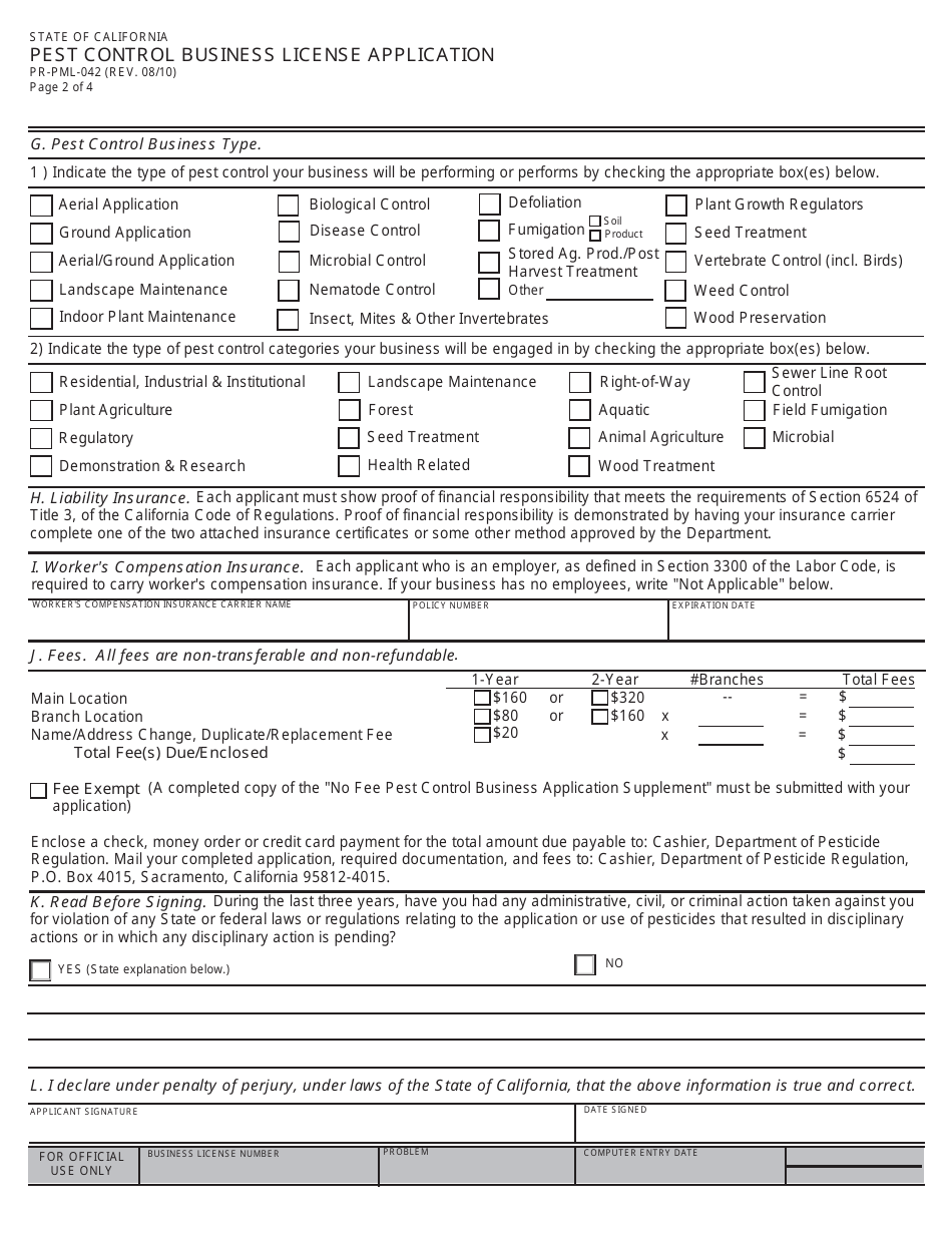 California Pest Control Business License Packet Fill Out, Sign Online