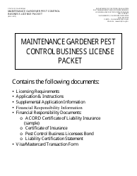 Maintenance Gardener Pest Control Business License Packet - California