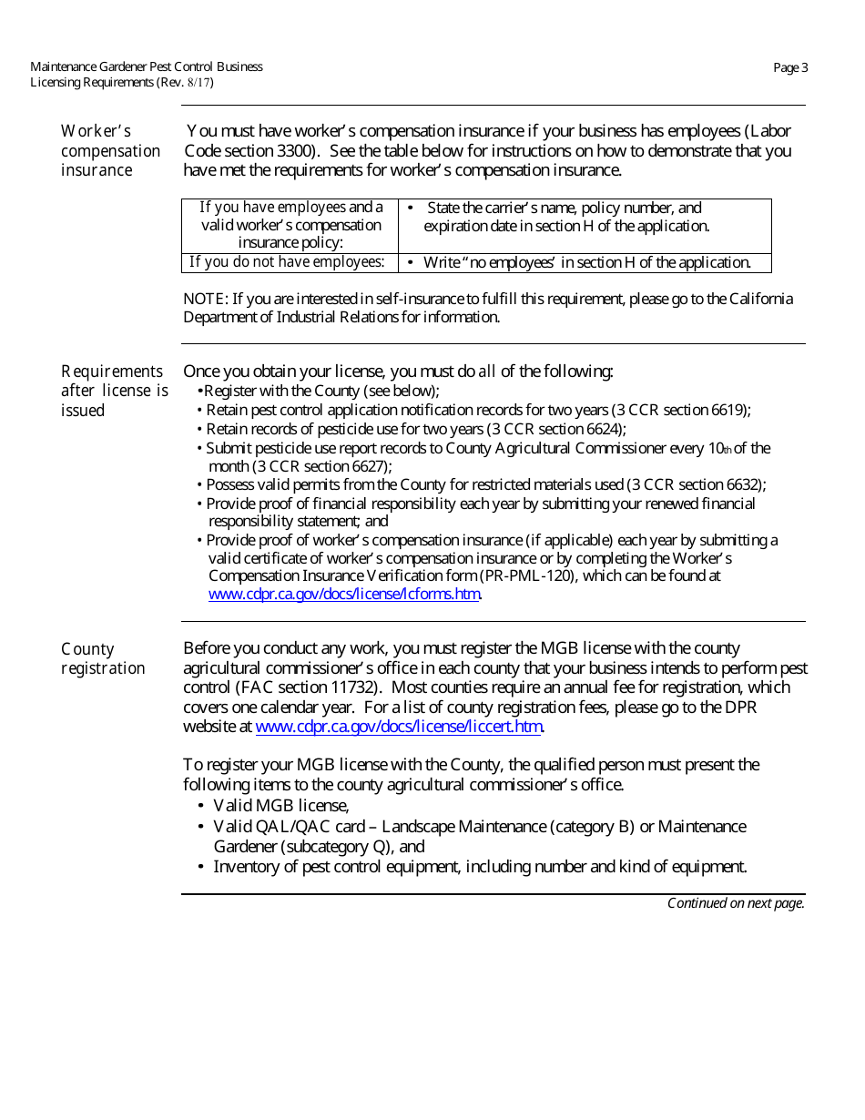 Maintenance Gardener Pest Control Business License Packet - California, Page 4