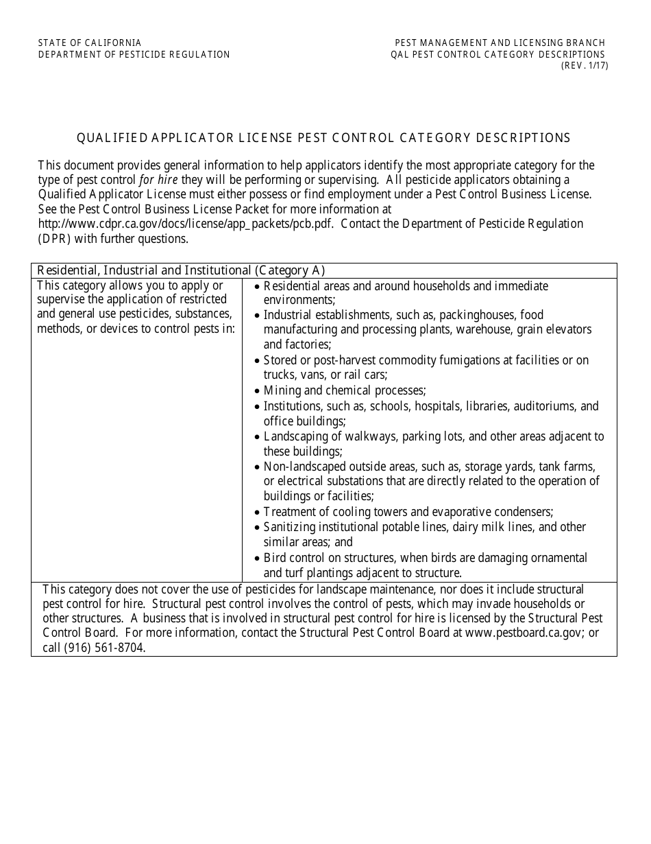 California Qualified Applicator License Packet Fill Out, Sign Online