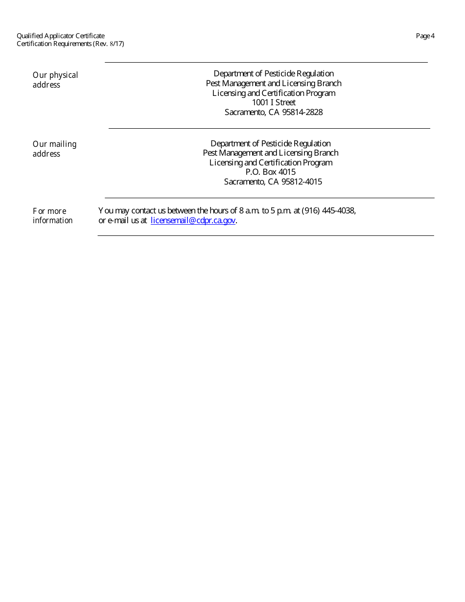 California Qualified Applicator Certificate Packet Fill Out, Sign