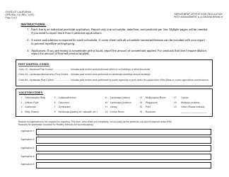 Form DPR-HSA-118 Pesticide Use Reporting for School and Child Day Care Center Employees - California, Page 2