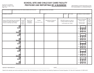 Document preview: Form DPR-ENF-117 School Site and Child Day Care Facility Pesticide Use Reporting by a Business - California