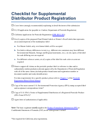 Document preview: Checklist for Supplemental Distributor Product Registration - California