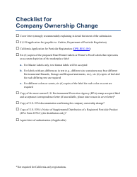 Document preview: Checklist for Company Ownership Change - California
