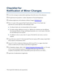 Document preview: Checklist for Notification of Minor Changes - California