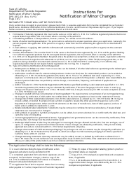 Form DPR-REG-031 Notification of Minor Changes - California, Page 2