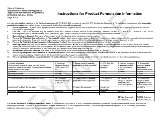 Form DPR-REG-030 Product Formulation Information - California, Page 2