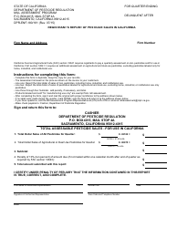 Document preview: Form DPR-ENF-180/181 Registrant's Report of Pesticide Sales in California - California