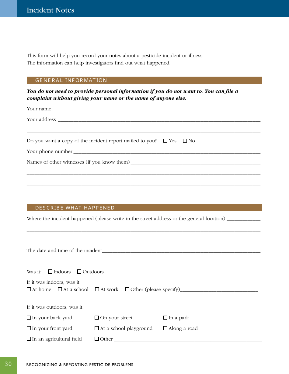 General incident report form template pdf picture