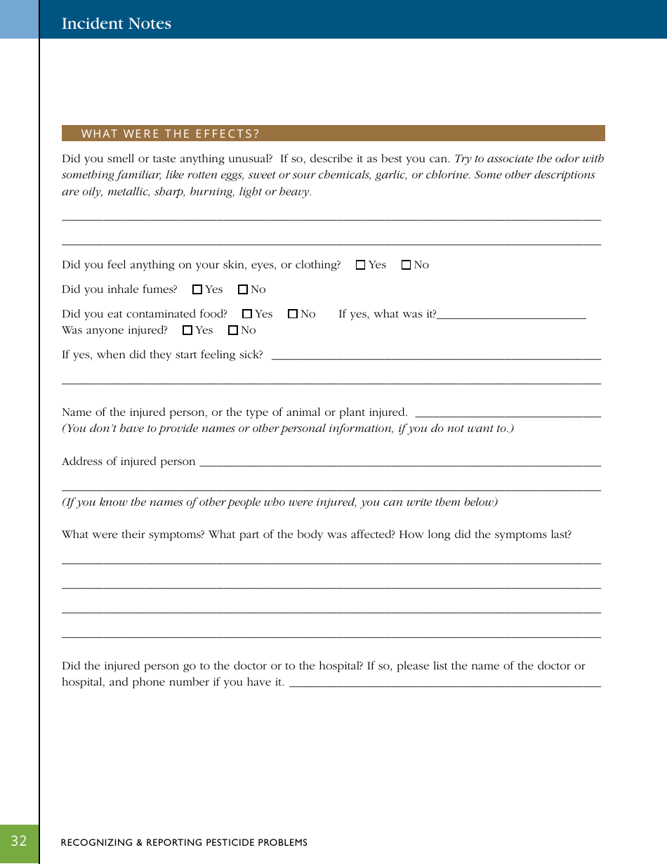 Incident Report Form - California, Page 3
