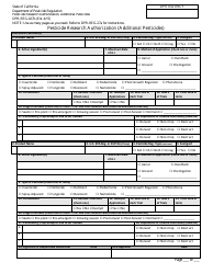 Document preview: Form DPR-REG-027B Pesticide Research Authorization (Additional Pesticides) - California