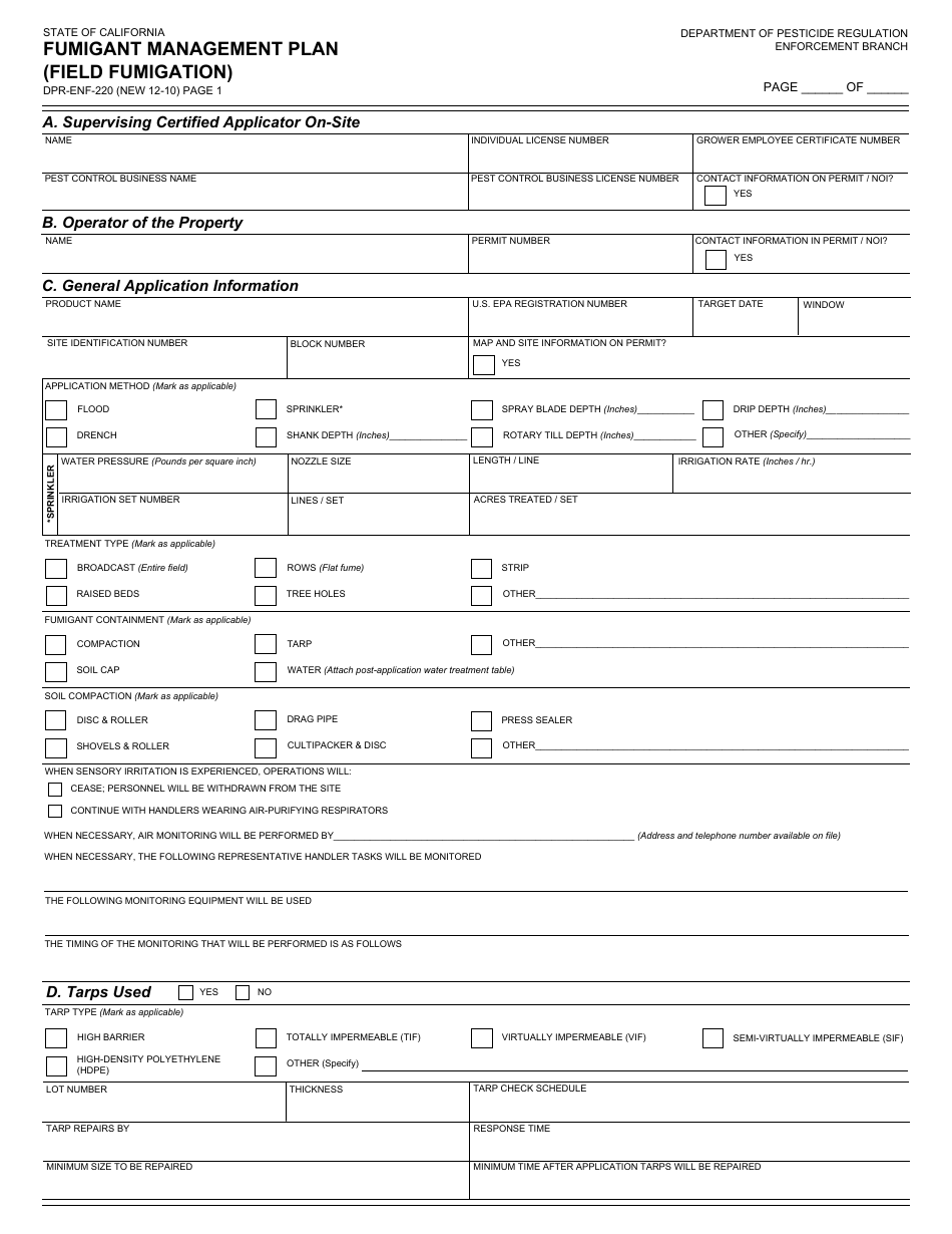 Form DPR-ENF-220 - Fill Out, Sign Online and Download Fillable PDF ...