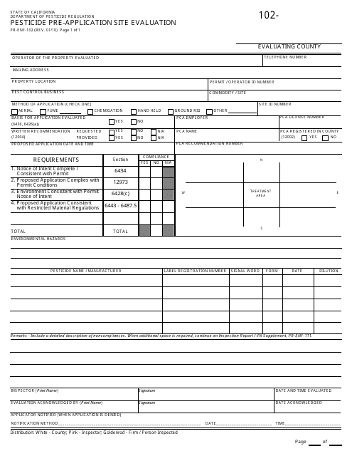 Form PR-ENF-102  Printable Pdf