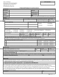 Form DPR-REG-027A Pesticide Research Authorization - California