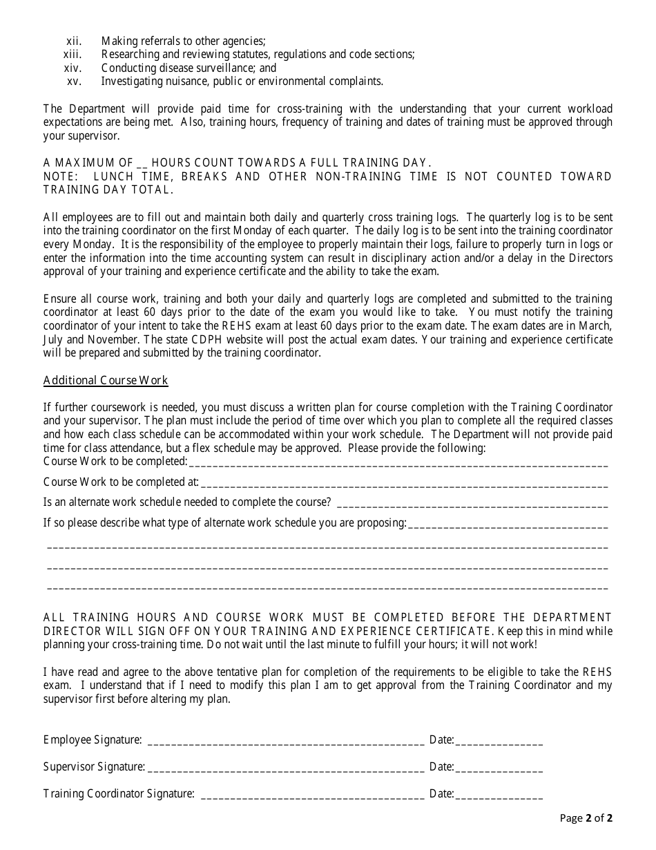 California Completion of Requirements to Take the Rehs Exam - Fill Out ...