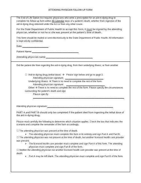 Attending Physician Follow-Up Form - California Download Pdf