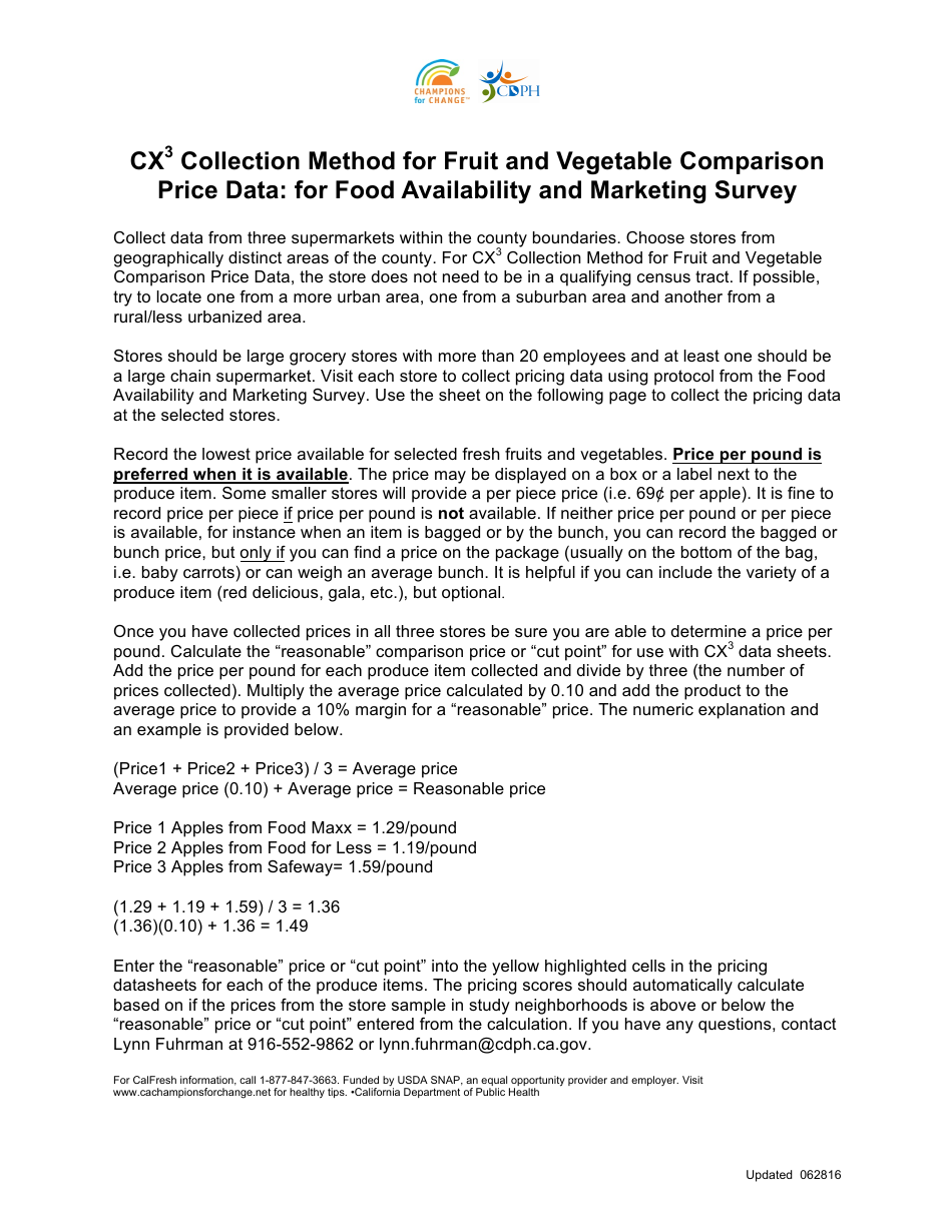 Cx3 Tier 2 - Food Availability  Marketing - Reasonable Price Collection - California, Page 1