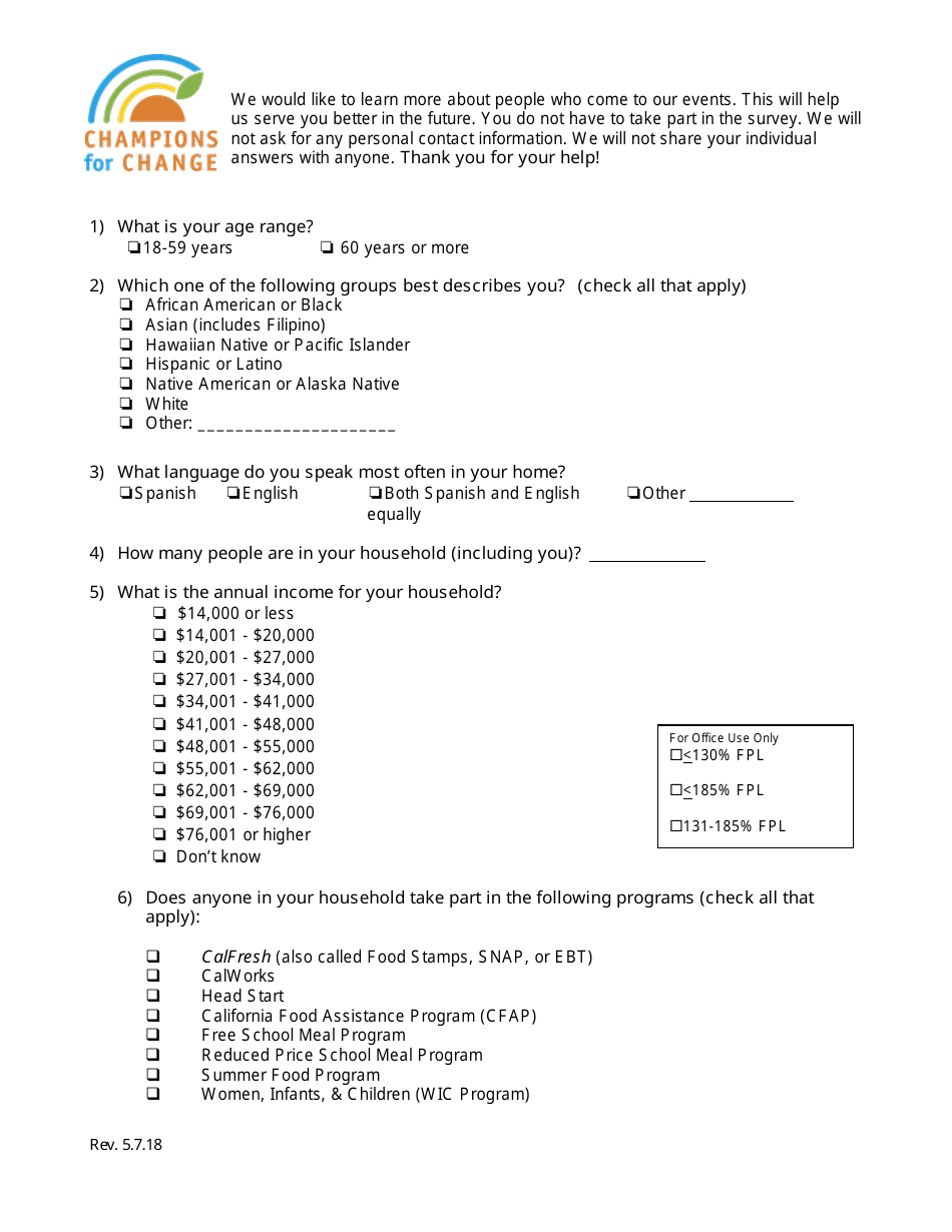 Worksite Alternate Qualification Survey Form - California, Page 1