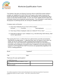Document preview: Worksite Qualification Form - California