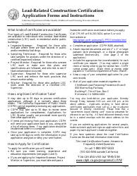 Document preview: Lead-Related Construction Certification Application Forms - California