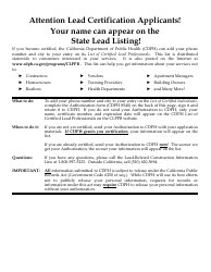 Lead-Related Construction Certification Application Forms - California, Page 9