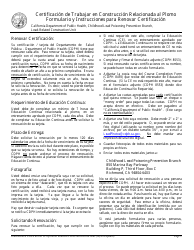 Document preview: Formulario CDPH8553 Certificacion De Trabajar En Construccion Relacionada Al Plomo Formulario Y Instrucciones Para Renovar Certificacion - California (Spanish)