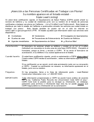 Formulario CDPH8553 Certificacion De Trabajar En Construccion Relacionada Al Plomo Formulario Y Instrucciones Para Renovar Certificacion - California (Spanish), Page 5