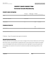 Document preview: Property Owner Consent Form - Commercial Cannabis Manufacturing - California
