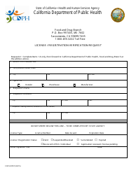 Document preview: Form CDPH8707 License / Registration Verification Request - California