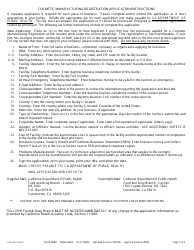 Form CDPH8678 Cosmetic Manufacturing Registration Application - California, Page 2